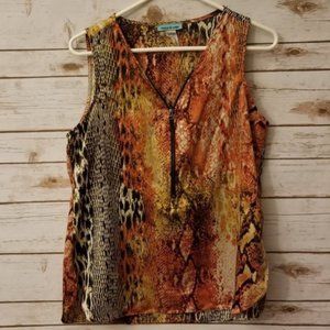 ⬇⬇️ Gold Snake Print Zipper Sleeveless Top MEDIUM